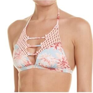 NWT Frankie’s Bikinis Sienna Crocheted Bikini Top Wildflower Medium